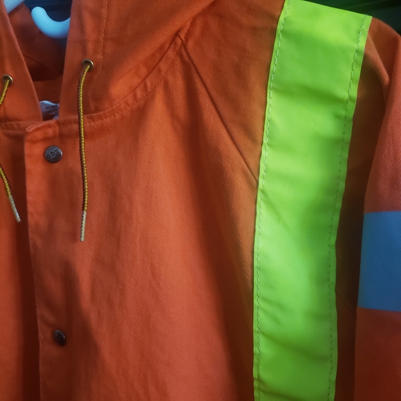 High Visibility Safety Jacket, Button-Up with Hood - Picture 4 of 15